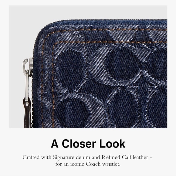 Coach Denim Monogram Wristlet - Picture 3 of 4